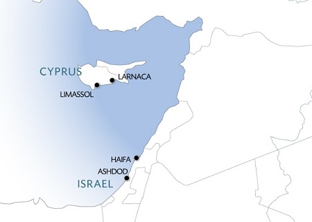 mappa crociera Terra sìSanta Israele, Cipro